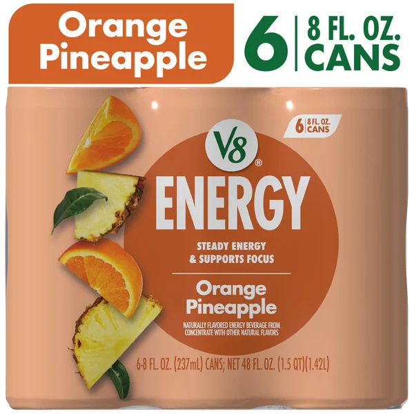 V8 Energy V-Fusion + Energy Orange Pineapple Vegetable & Fruit Juice