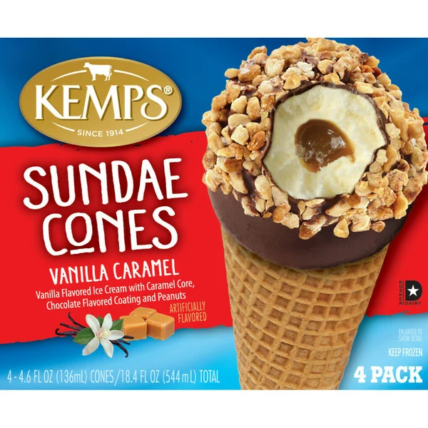 Kemps Sundae Cones, Vanilla Caramel