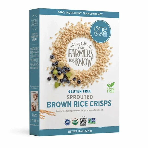 One Degree Organic Foods Sprouted, Brown Rice Crisps, Organic Cereal