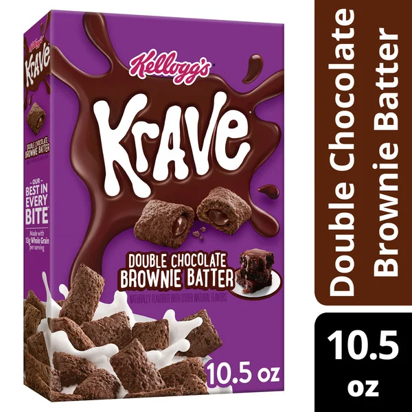 Kellogg's Krave Cold Breakfast CerealChocolate CerealKids SnacksDouble Chocolate Brownie Batter10.5oz Box