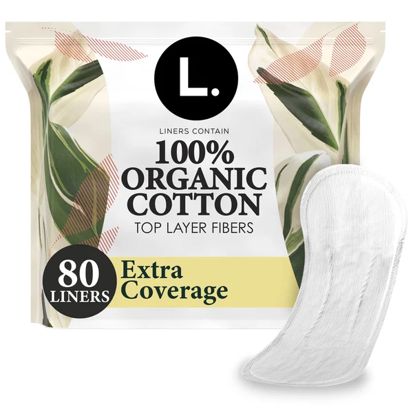 L. Liners for Women, Organic Cotton Top Layer, Extra Coverage