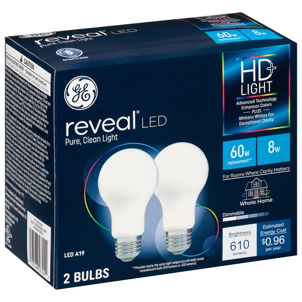 GE Light Bulbs, LED, HD+ Light, 8 Watts