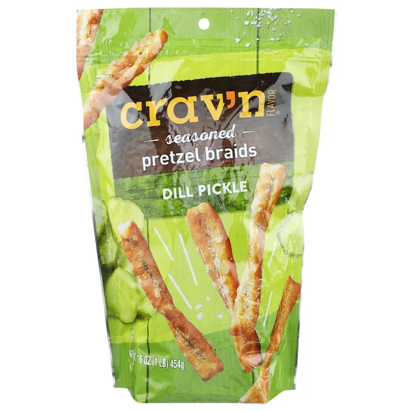 Crav'n Flavor Seasoned Pretzel Braids, Dill Pickle