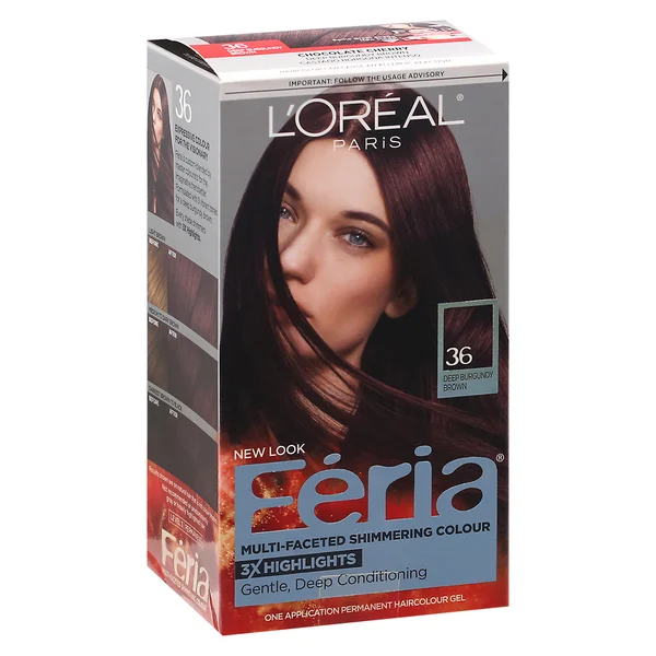 L'Oréal Paris Féria Permanent Haircolour Gel, Deep Burgundy Brown 36