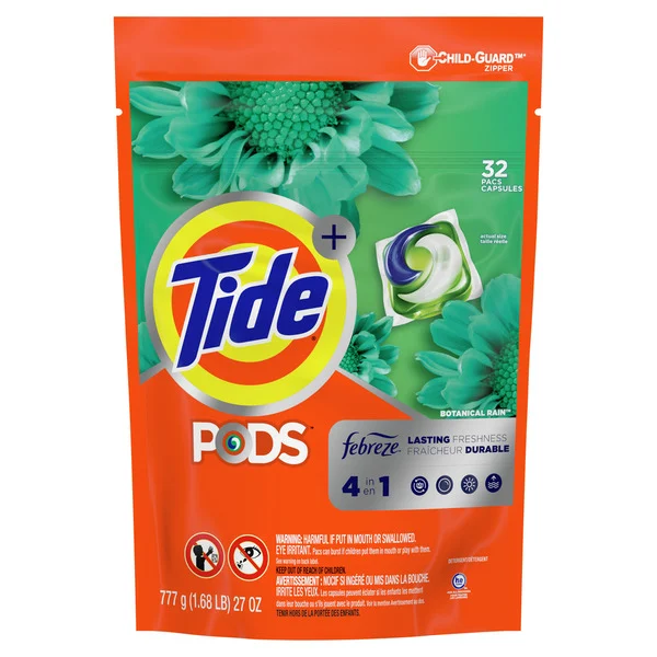 Tide Pods With Febreze, Liquid Laundry Detergent Pacs, Botanical Rain