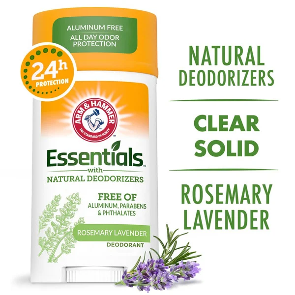 Arm & Hammer Essentials Deodorant, Fresh Rosemary Lavender, Solid Oval, Made With Natural Deodorizers, Free From Aluminum