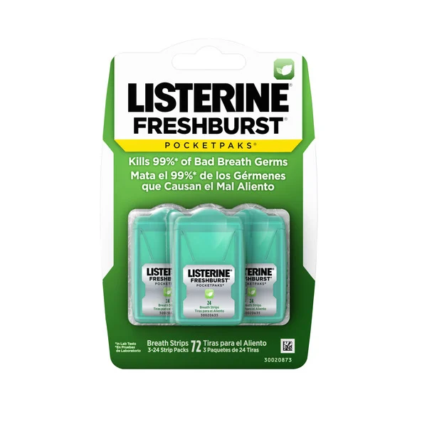 Listerine Freshburst Pocketpaks Breath Freshener Strips, 24-Strip Pack, 3 Packs