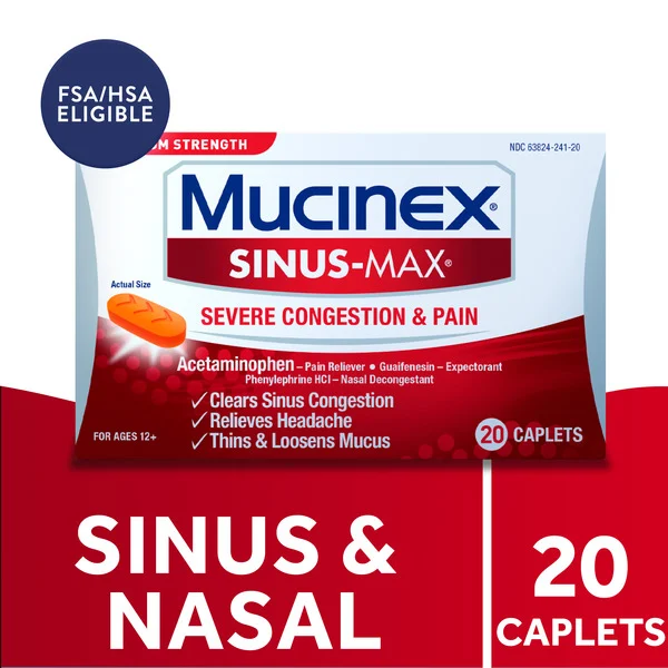 MUCINEX® Maximum Strength Mucinex Sinus-Max Severe Congestion Relief Caplets, 20 Count