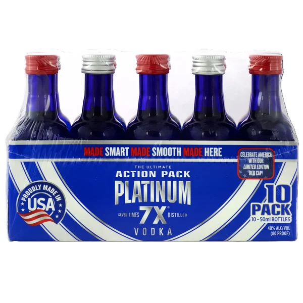 Red Star Platinum 7X Seven Times Distilled Extra Smooth Vodka 10 Pack 50ml 80 Proof
