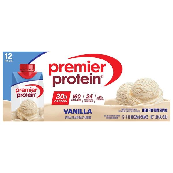Premier Protein 30g Protein Shake, Vanilla, 30g Protein, 11 Fl Oz, 12 Count
