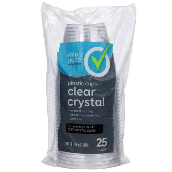Simply Done Plastic Cups, Clear Crystal