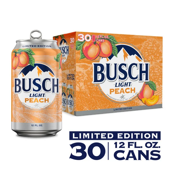 Busch Peach American Lager Beer 30 Pack, 12 Fl Oz Cans