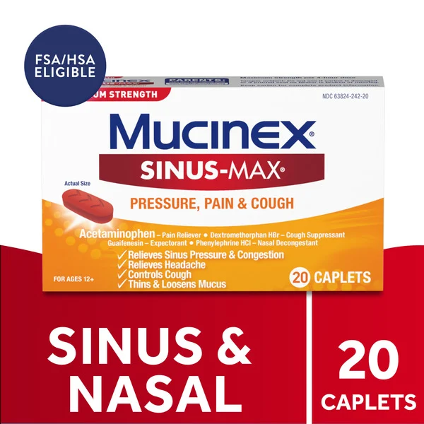 MUCINEX® Maximum Strength Sinus-Max Pressure, Pain & Cough Caplets