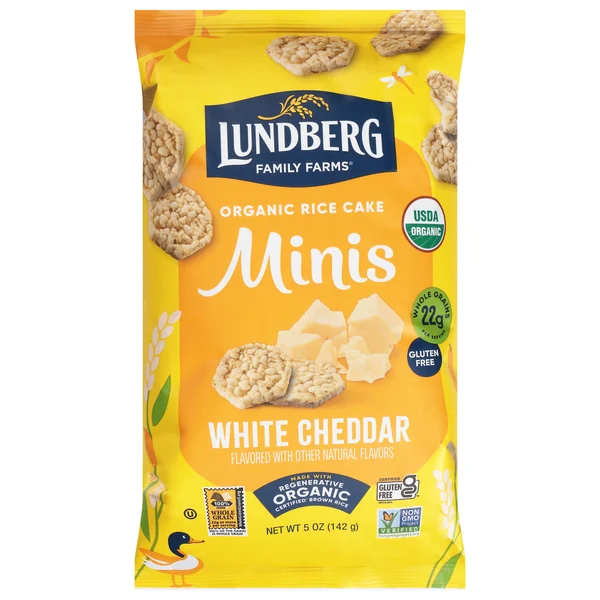 Lundberg Family Farms Organic Rice Cake Minis, White Cheddar