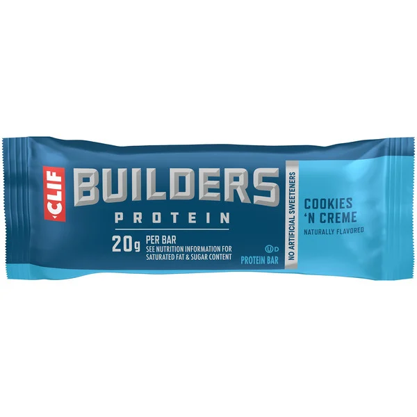 CLIF Builders Cookies 'N Creme Flavor Plant Based Protein Bars, Gluten Free 2.4 oz