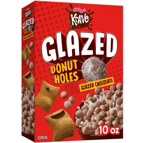 Kellogg's Krave Glazed Donut Holes Breakfast CerealKids CerealFamily BreakfastGlazed Chocolate10oz Box