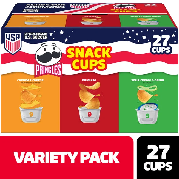 Pringles Snack Cups Variety Pack Potato Crisps Chips, Lunch Snacks, Snack Stacks