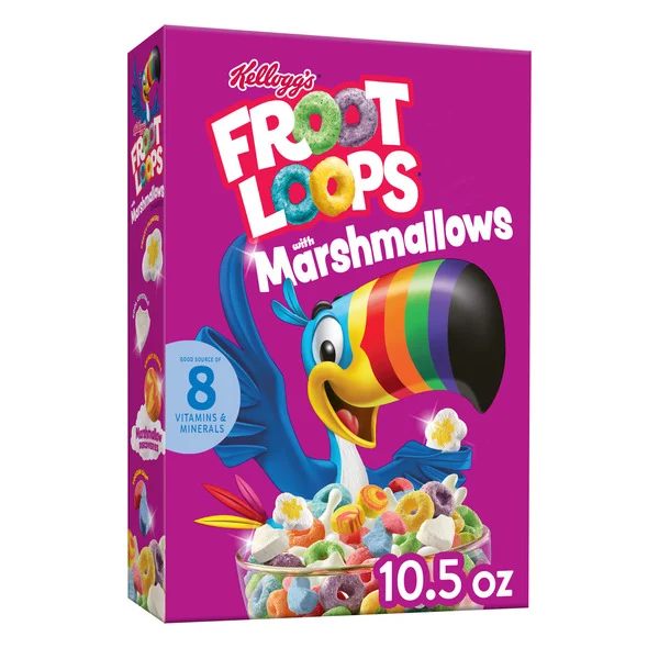 Kellogg Froot Loops Cold Breakfast Cereal, Fruit Flavored, Breakfast Snacks with Vitamin C