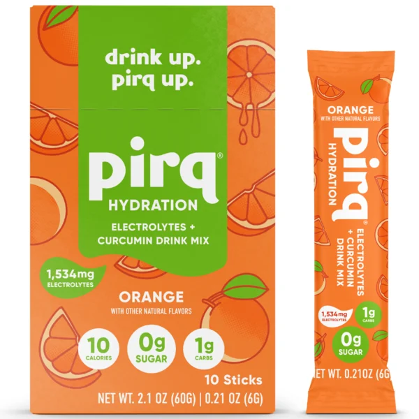 Pirq Hydration Electrolyte + Curcumin Drink Mix, Orange