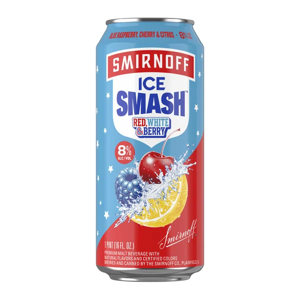Smirnoff Ice Smash Red White and Berry, Single Serve Can, 16 fl oz, 8% ABV