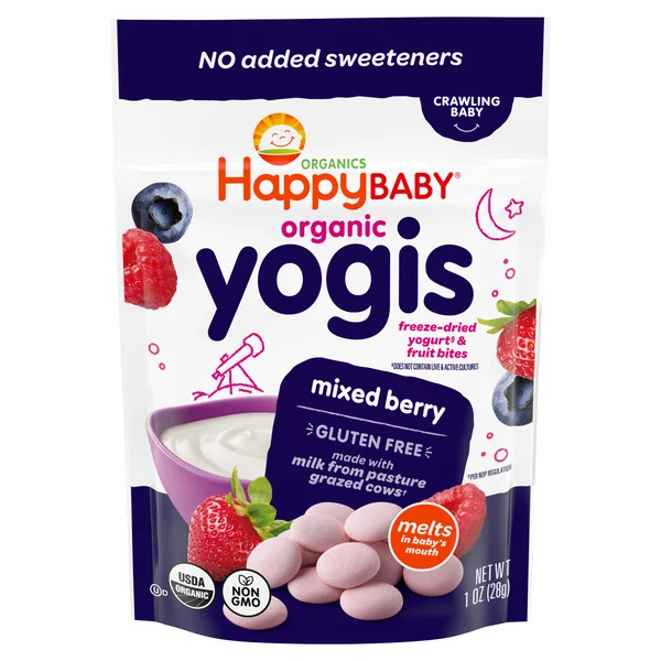 Happy Baby Organics Yogis Freeze-Dried Yogurt & Fruit Snacks Mixed Berry