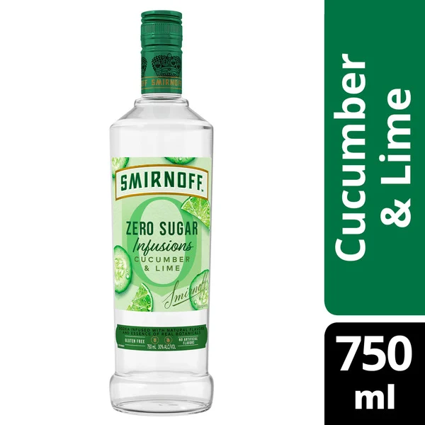 Smirnoff Zero Sugar Infusions Cucumber & Lime (Vodka Infused with Natural Flavors & Essence of Real Botanicals)