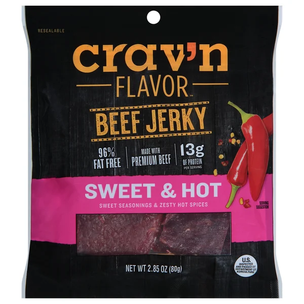 Crav'n Flavor Beef Jerky, Sweet & Hot