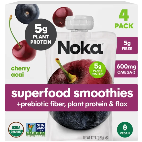 NOKA Organic Superfood Smoothies, Cherry Acai