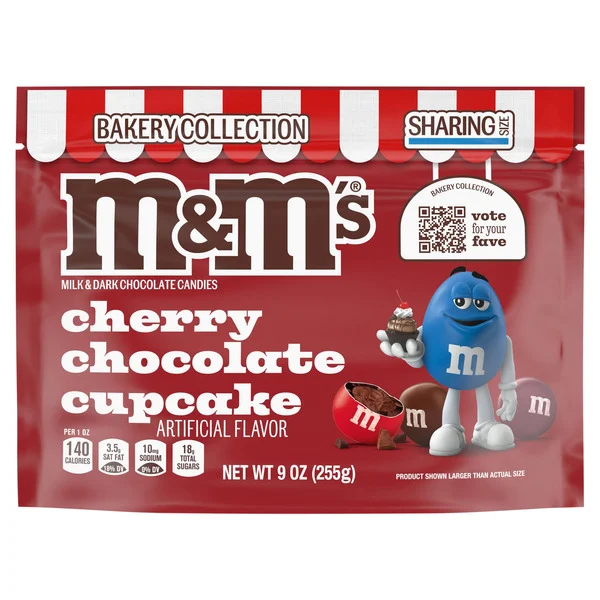M&M's Cherry Chocolate Cupcake Stand Up Pouch 9 Ounces