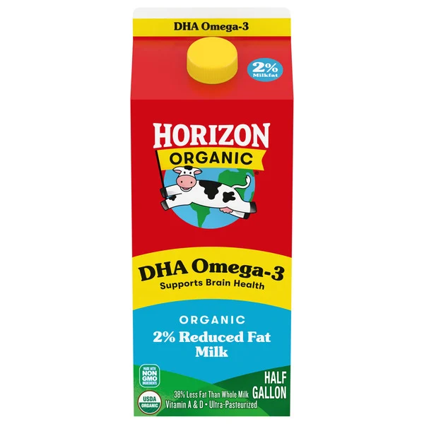 Horizon Organic DHA Omega-3 2% Reduced Fat Milk, 64 fl oz Half Gallon Carton