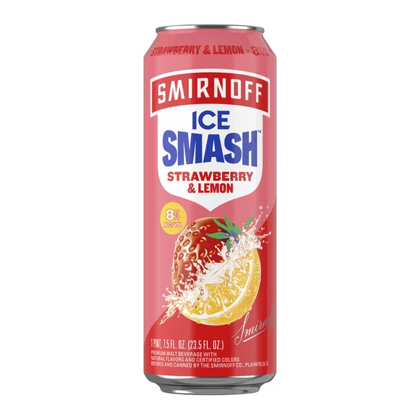 Smirnoff Ice Smash Strawberry Lemon, Single Serve Can, 23.5 fl oz, 8% ABV