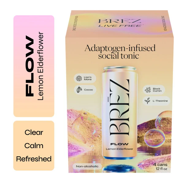 Brēz Flow Lemon Elderflower Social Tonic, Mood Support