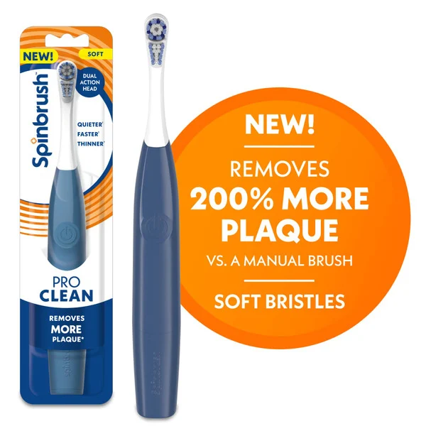 Spinbrush New Pro Clean Battery Powered Electric Toothbrush For Adults