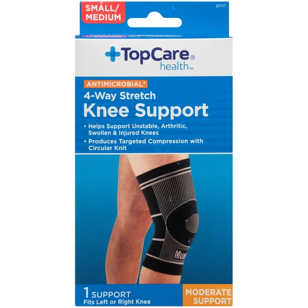TopCare Antimicrobial 4-Way Stretch Moderate Knee Support, Small/Medium