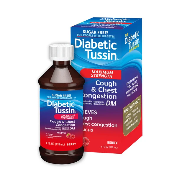 Diabetic Tussin Liquid Cough & Chest Congestion Relief Maximum Strength Berry