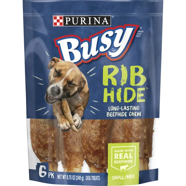 Purina Busy Small/Medium Breed Dog Rawhide Treat, Rib Hide