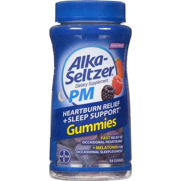 Alka-Seltzer Heartburn Relief + Sleep Support, PM, Gummies, Mixed Berry