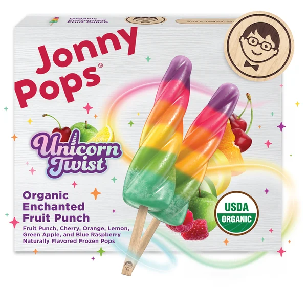 JonnyPops Unicorn Twist, Organic Enchanted Fruit Punch Frozen Pops