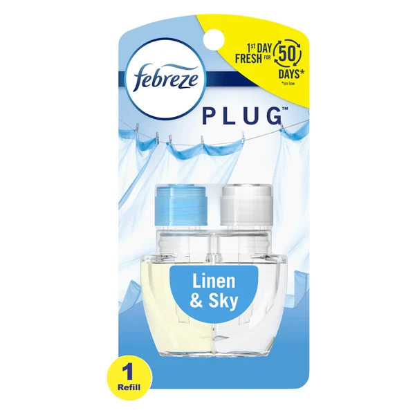 Febreze Plug Air Freshener Scented Oil Refill, Linen & Sky