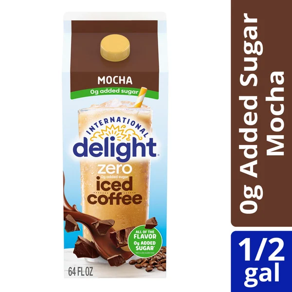 International Delight Zero Iced Coffee, 0g Added Sugar, Mocha, Ready to Pour Coffee Drinks Made with Real Milk and Cream, 64 FL OZ Carton