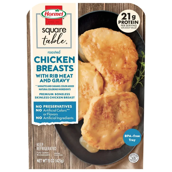 Hormel SQUARE TABLE Roasted Chicken Breasts & Gravy Entrée, 15 oz Plastic Tray