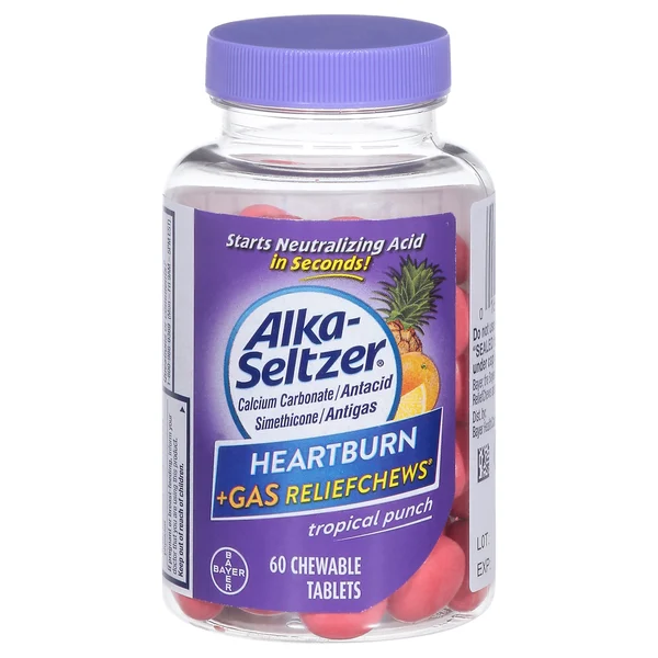 Alka-Seltzer Heartburn+Gas ReliefChews, Tropical Punch, Chewable Tablets