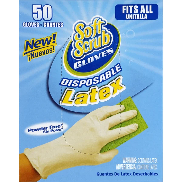 Soft Scrub Gloves, Disposable, Latex, Powder Free