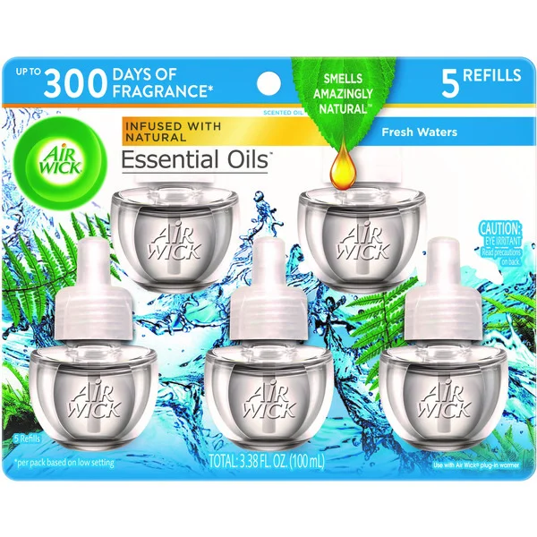 Air Wick® Scented Oil Refill, 5ct, Fresh Waters, Air Freshener, Essential Oils
