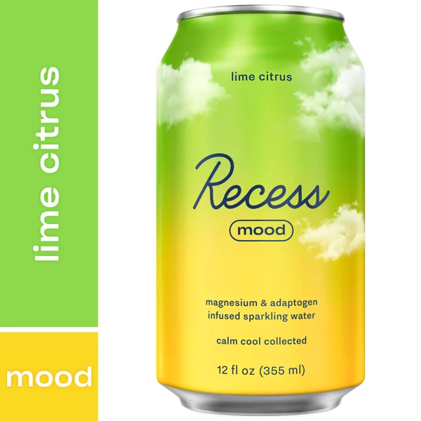 Recess Mood Lime Citrus Magnesium & Adaptogen Infused Sparkling Water