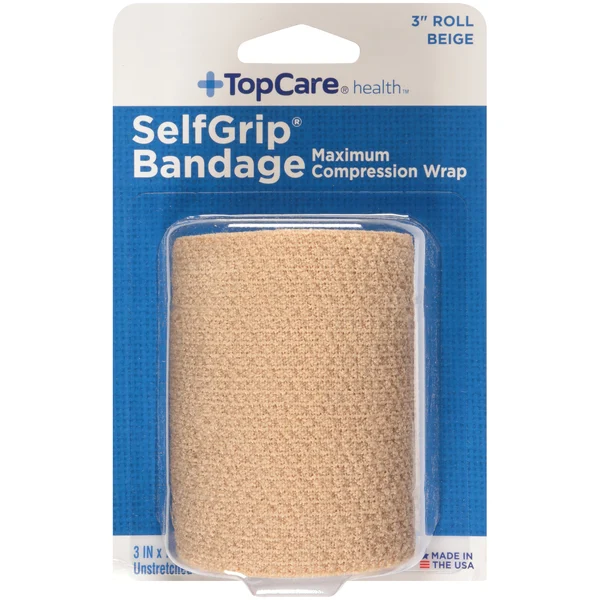 TopCare Selfgrip, Maximum Compression Wrap Bandage 3" Roll, Beige