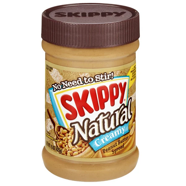 SKIPPY Natural Peanut Butter Spread, Creamy, 7 g protein per serving, 15 oz. (6 Pack)