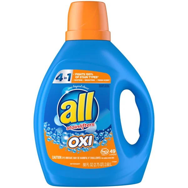 All Laundry Detergent Liquid with OXI Stain Removers and Whiteners, 49 Loads