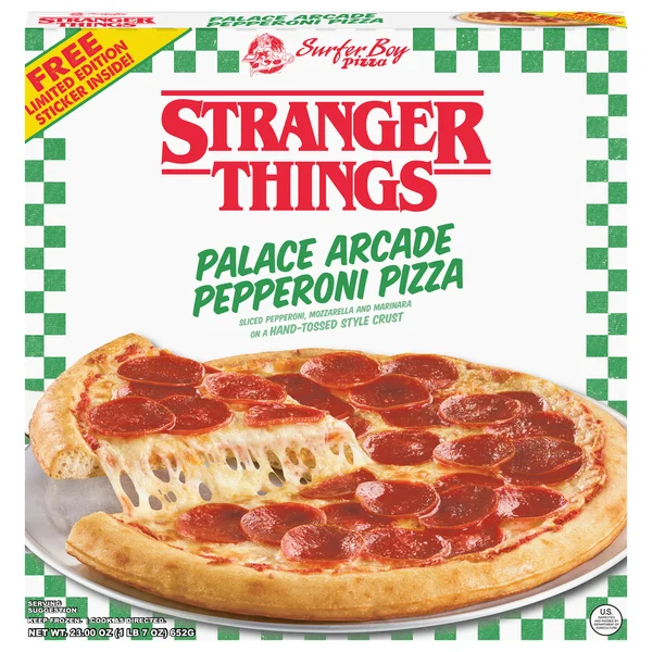 Surfer Boy pizza Hand-Tossed Style Crust Palace Arcade Pepperoni Pizza