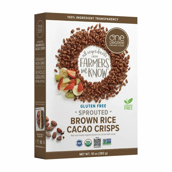 One Degree Organic Foods Sprouted, Brown Rice, Cacao Crisps, Organic Cereal